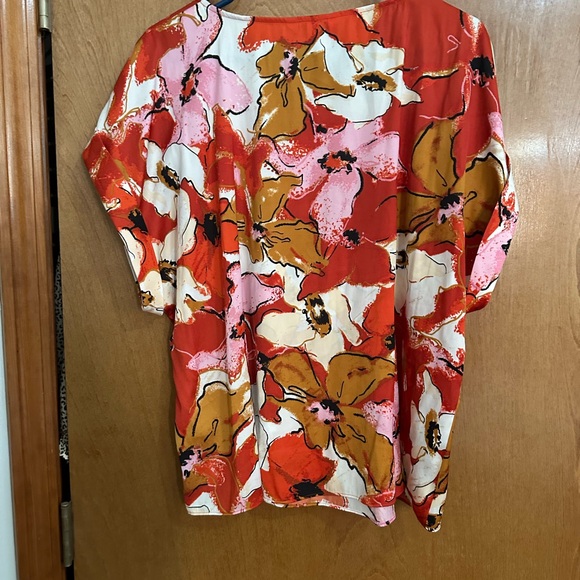 EUC Nine West Large Floral Print Orange/Pink Blouse XXL - Picture 5 of 6